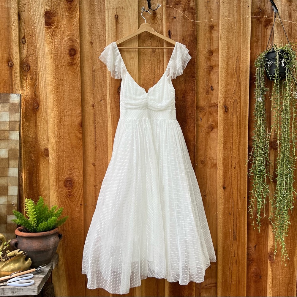 Lulu's White Swiss Dot Midi Dress - Picture 10 of 12
